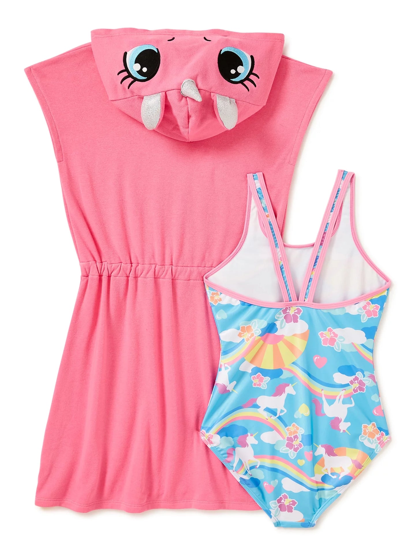 & 2-Piece Cover-Up Unicorn Terry Eve Toddler Girls Set, Cosplay One-Piece Swimsuit, Sizes 2T-4T Saint Swim